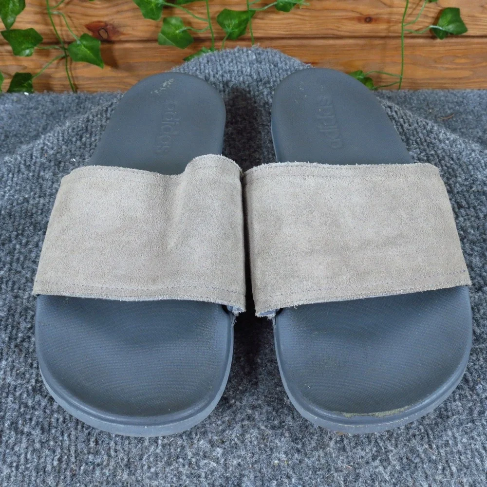 Adidas Adilette Men's Slide Sandals Size 7 Casual Comfort Gray Suede‎ AQ5448